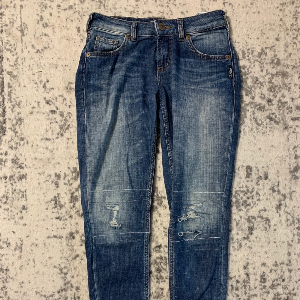 Silver Classic Stretch Demin Girlfriend Jeans